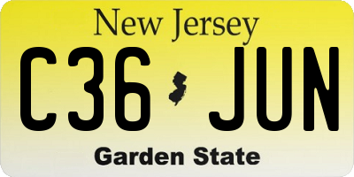 NJ license plate C36JUN