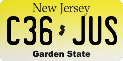 NJ license plate C36JUS