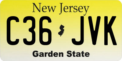 NJ license plate C36JVK