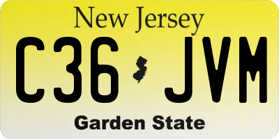 NJ license plate C36JVM