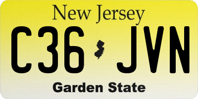 NJ license plate C36JVN