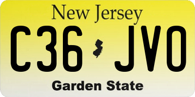 NJ license plate C36JVO