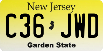 NJ license plate C36JWD