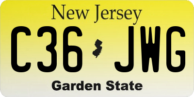 NJ license plate C36JWG