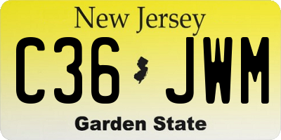 NJ license plate C36JWM