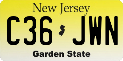 NJ license plate C36JWN