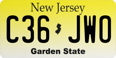 NJ license plate C36JWO