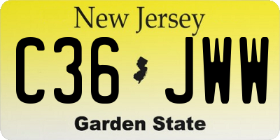NJ license plate C36JWW