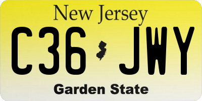 NJ license plate C36JWY