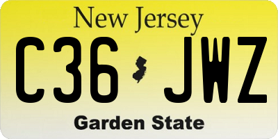 NJ license plate C36JWZ