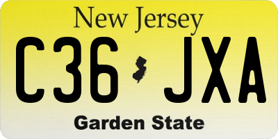 NJ license plate C36JXA