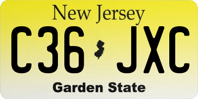 NJ license plate C36JXC