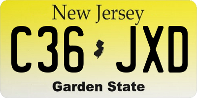 NJ license plate C36JXD