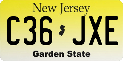 NJ license plate C36JXE