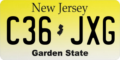 NJ license plate C36JXG