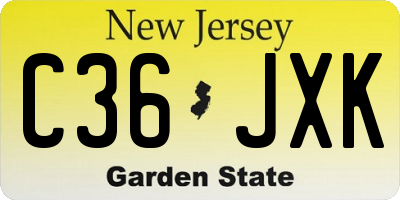 NJ license plate C36JXK