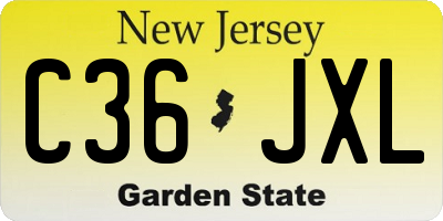 NJ license plate C36JXL