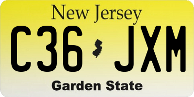 NJ license plate C36JXM