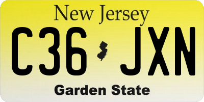 NJ license plate C36JXN