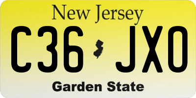 NJ license plate C36JXO