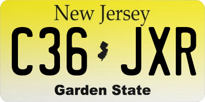 NJ license plate C36JXR