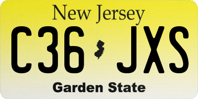 NJ license plate C36JXS