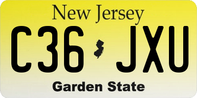 NJ license plate C36JXU