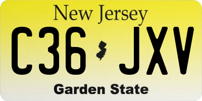 NJ license plate C36JXV