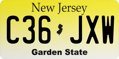NJ license plate C36JXW