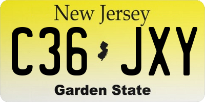 NJ license plate C36JXY