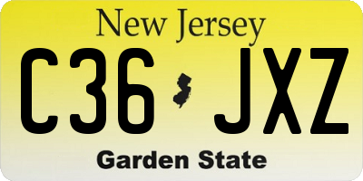 NJ license plate C36JXZ