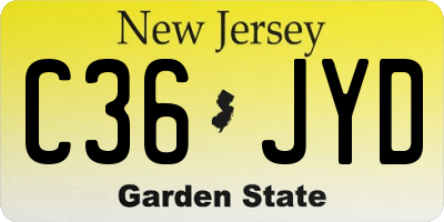 NJ license plate C36JYD
