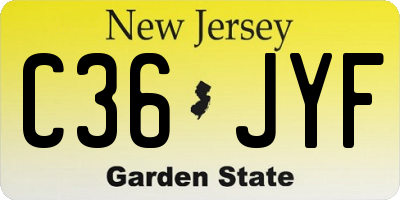 NJ license plate C36JYF