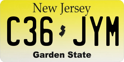 NJ license plate C36JYM