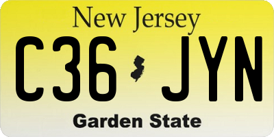 NJ license plate C36JYN