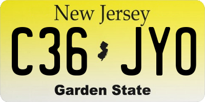 NJ license plate C36JYO