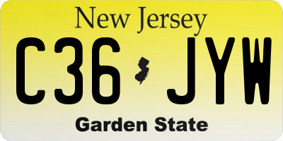 NJ license plate C36JYW