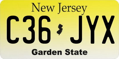 NJ license plate C36JYX