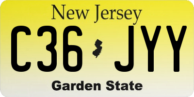 NJ license plate C36JYY
