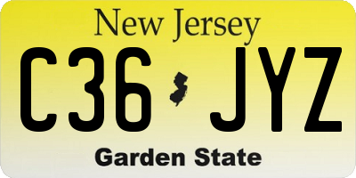 NJ license plate C36JYZ