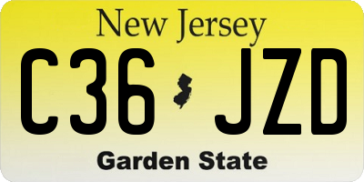 NJ license plate C36JZD