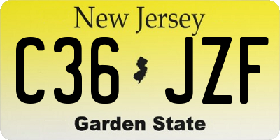 NJ license plate C36JZF