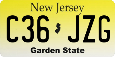 NJ license plate C36JZG