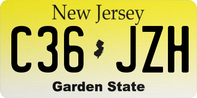 NJ license plate C36JZH