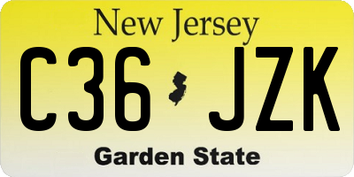 NJ license plate C36JZK