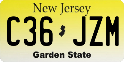 NJ license plate C36JZM