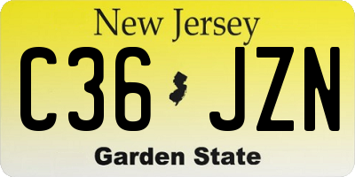 NJ license plate C36JZN