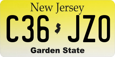 NJ license plate C36JZO