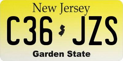 NJ license plate C36JZS