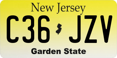 NJ license plate C36JZV